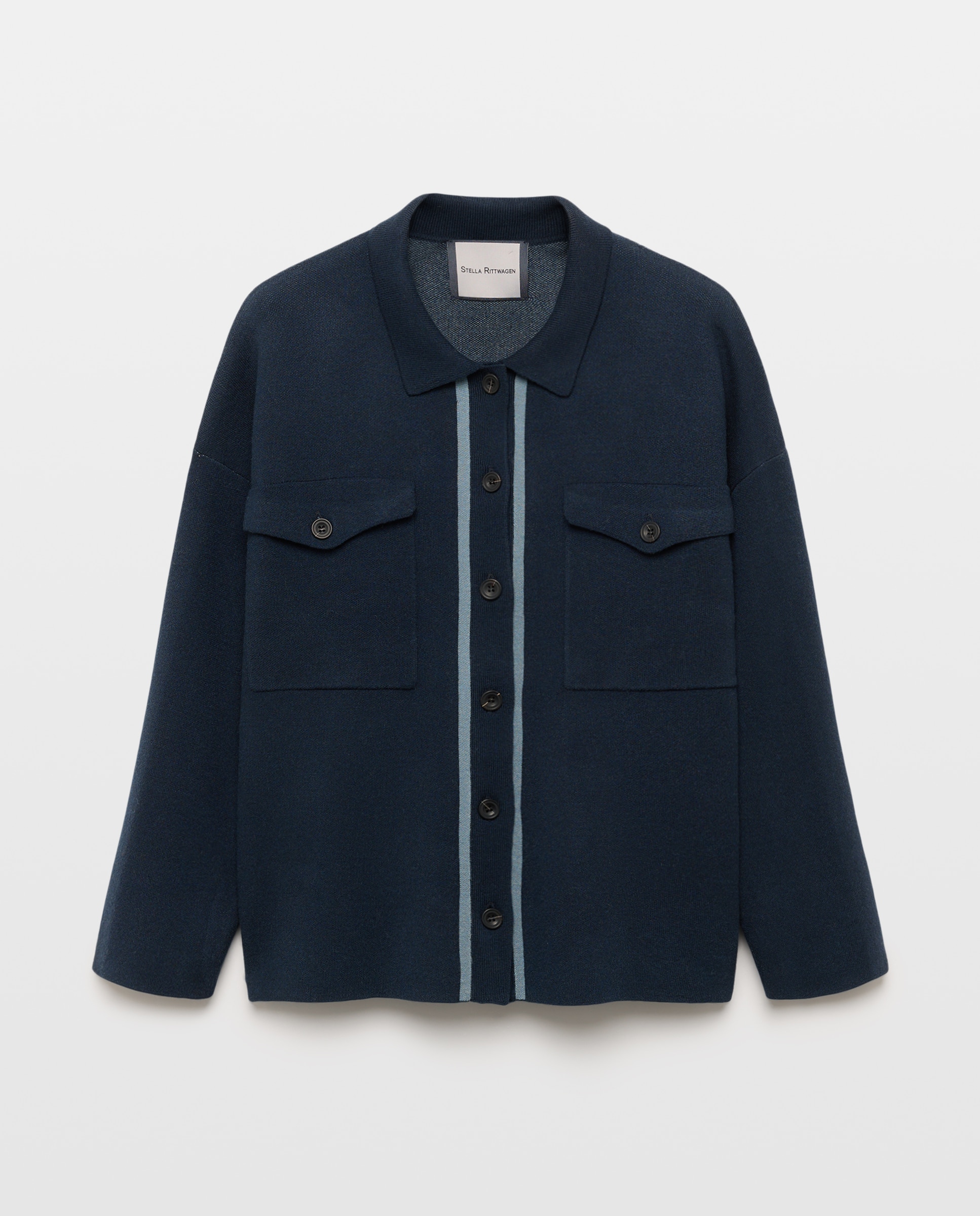 Chaqueta de punto de mujer con jacquard - Stella Rittwagen - 430 Azul oscuro 430 Azul oscuro-4