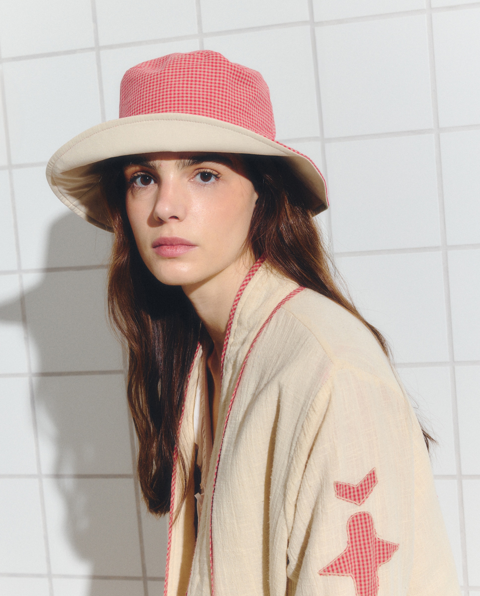 Gorro aos Quadrados Vichy 600 Vermelho-3