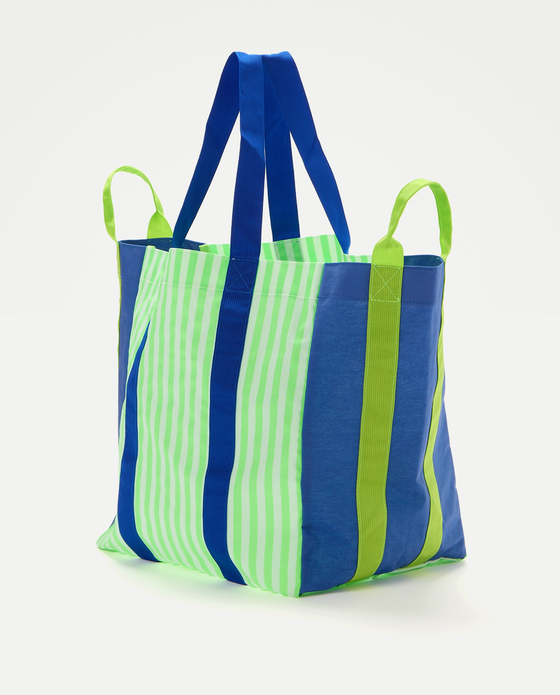 Saco de Praia com Estampado às Riscas Verde-2