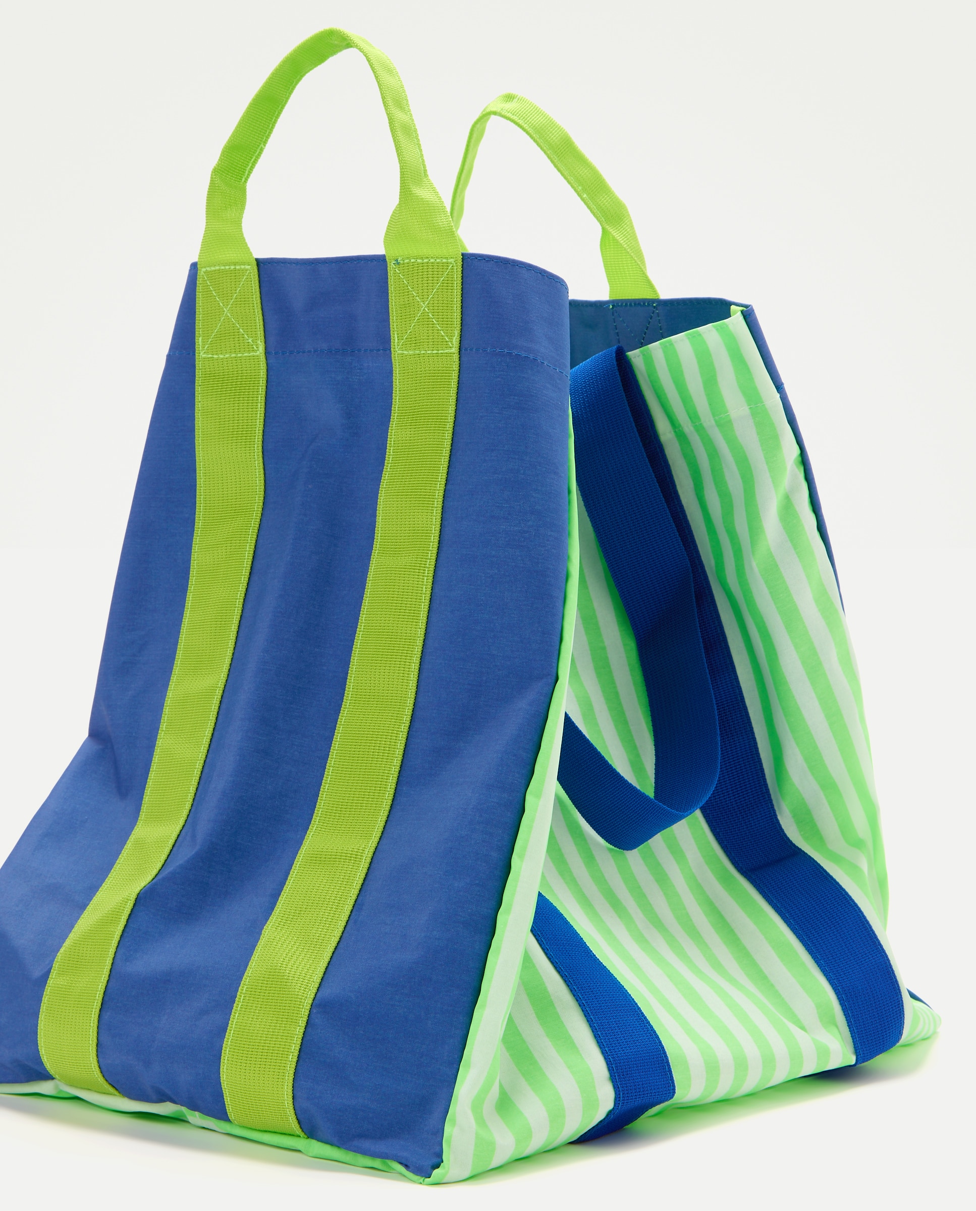 Saco de Praia com Estampado às Riscas Verde-3