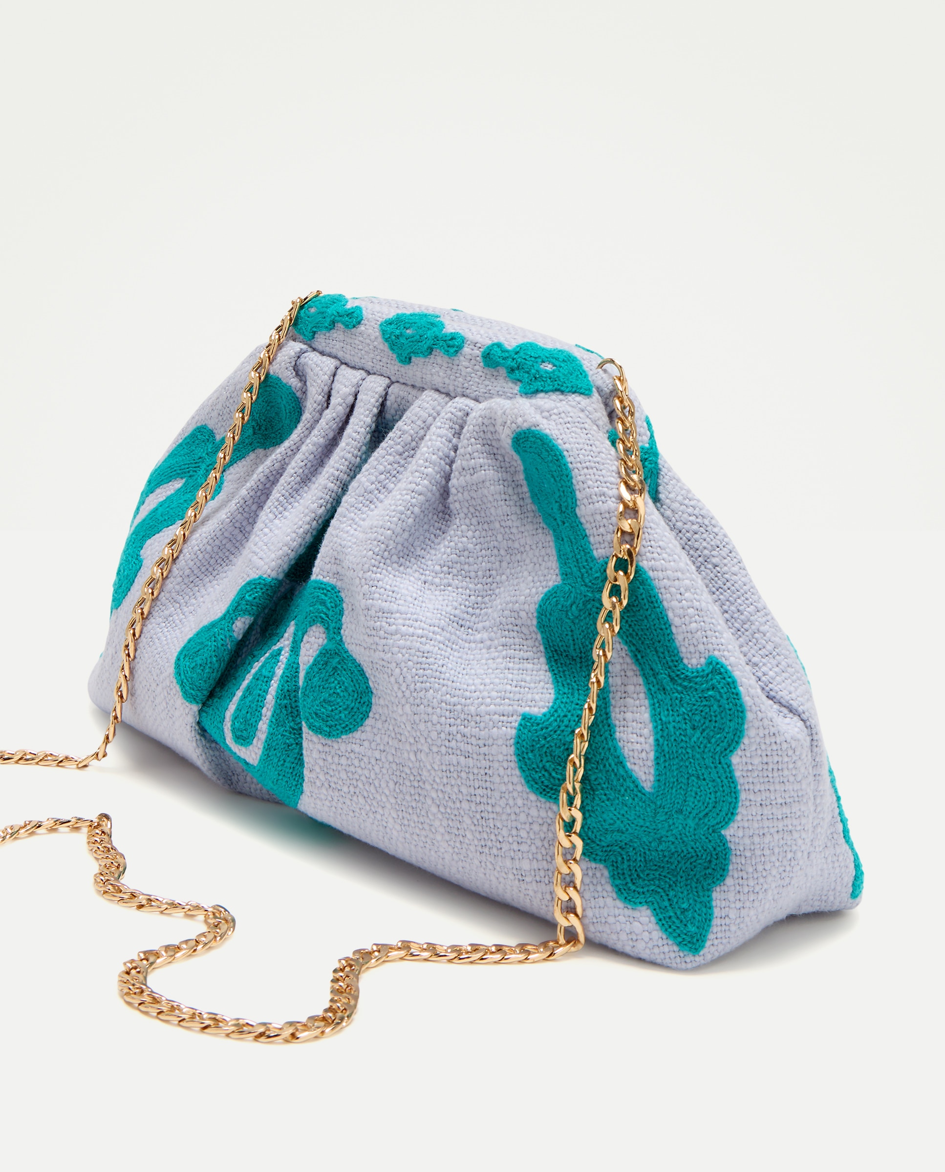 Mala Tipo Pouch de Festa com Trabalho Bordado 450 Turquesa-2