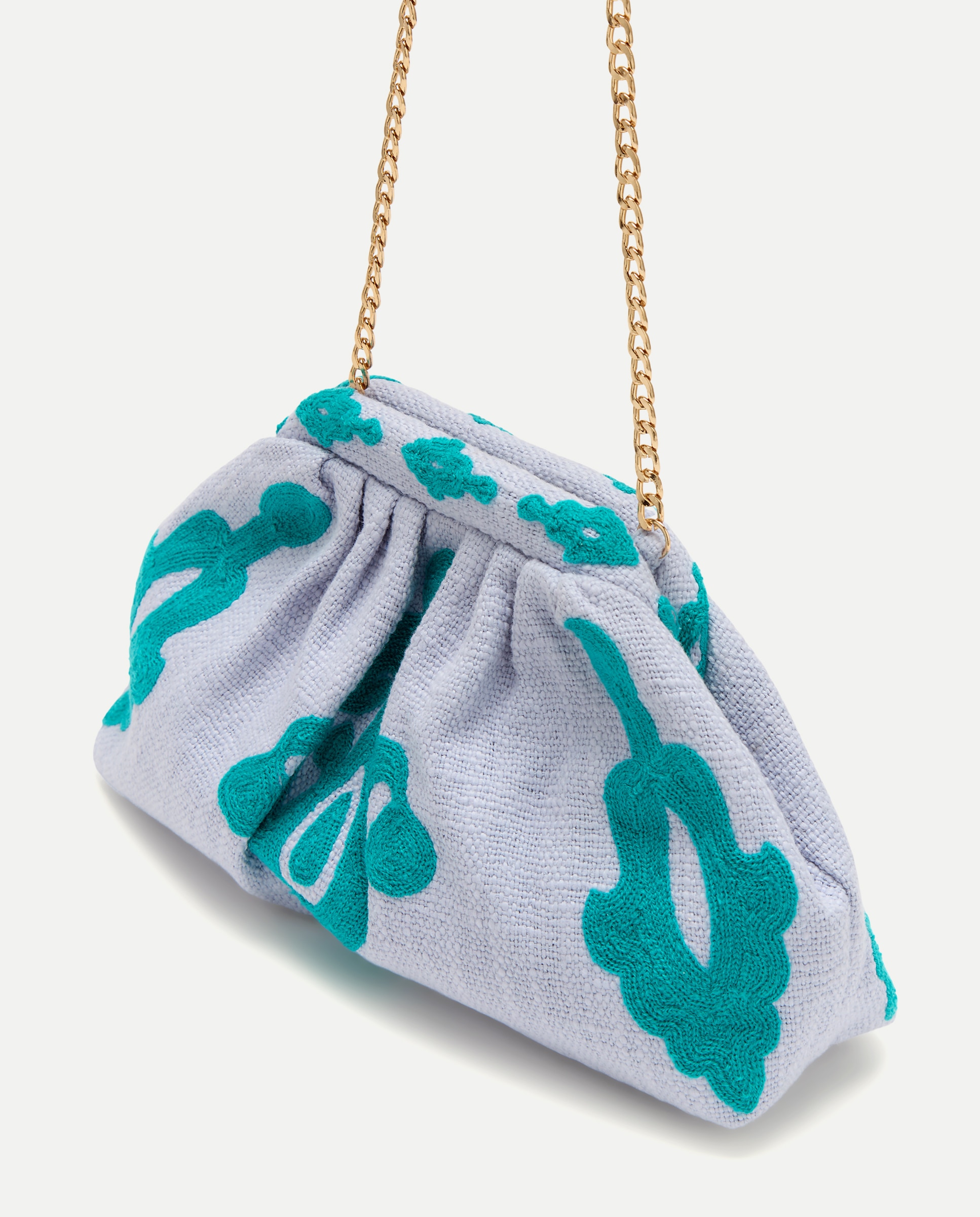 Mala Tipo Pouch de Festa com Trabalho Bordado 450 Turquesa-3
