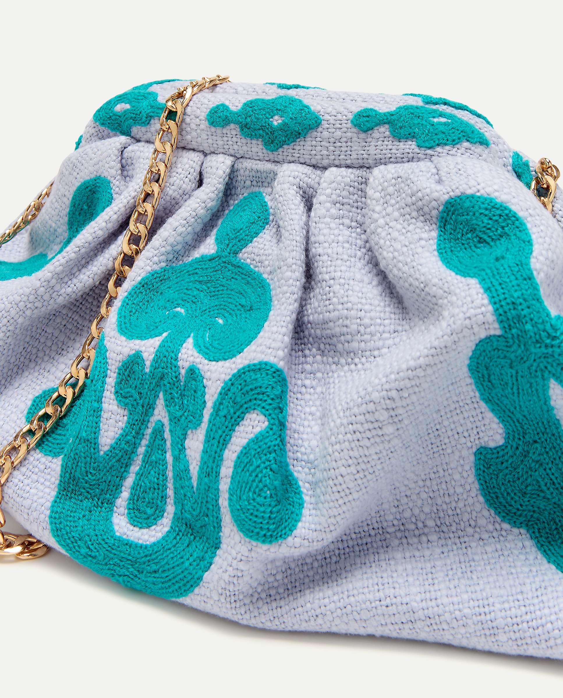 Mala Tipo Pouch de Festa com Trabalho Bordado 450 Turquesa-4