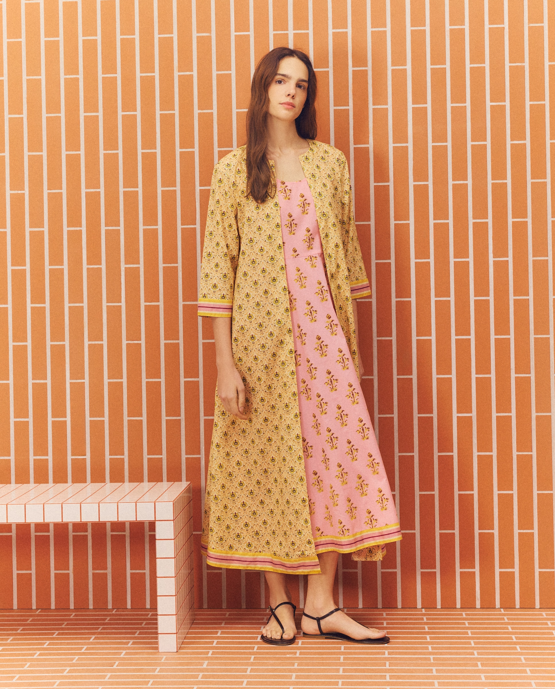 Conjunto de robe e camisa 310 Amarelo Claro-2
