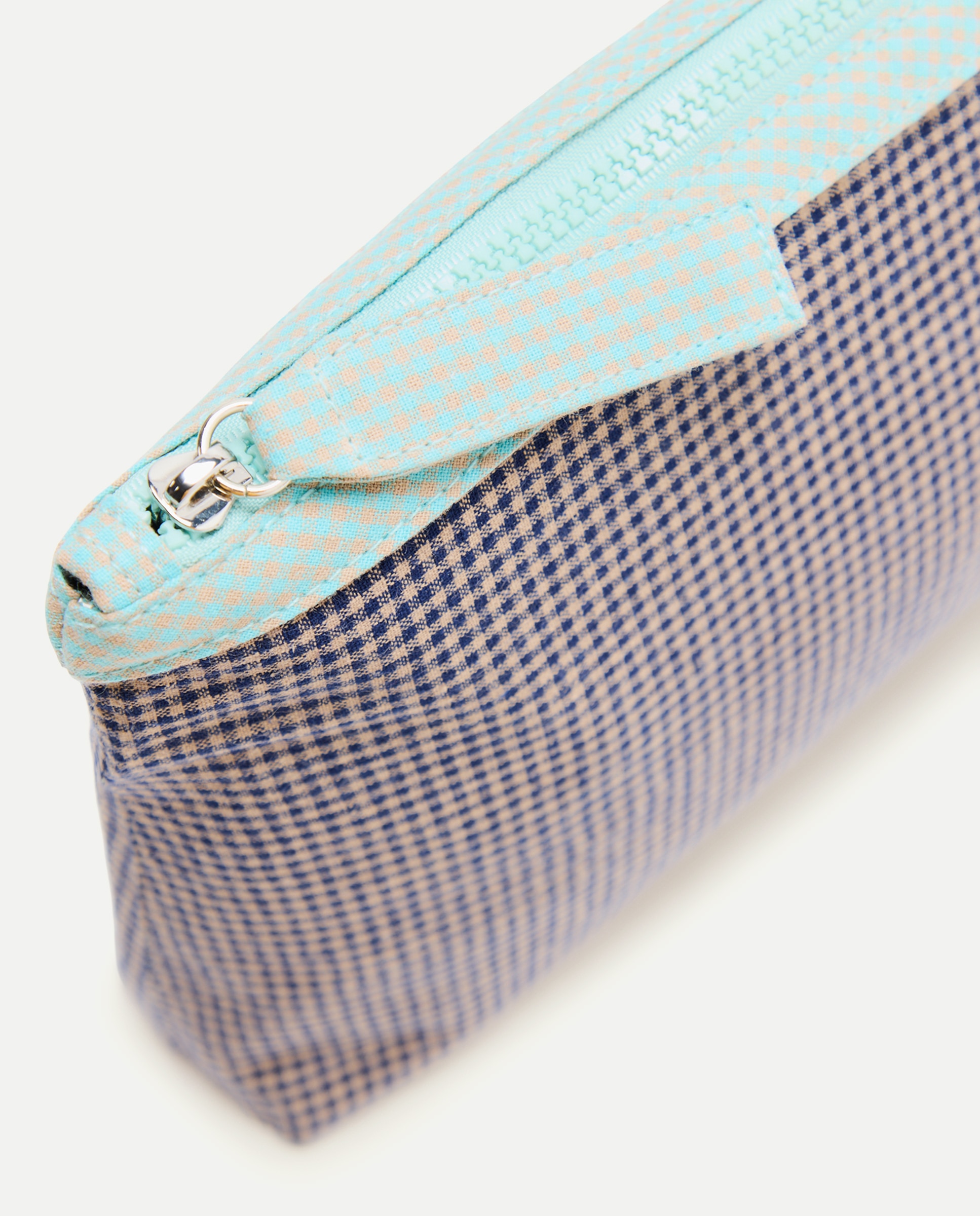 Nécessaire Grande com Estampado aos Quadrados Vichy Azul-marinho-4