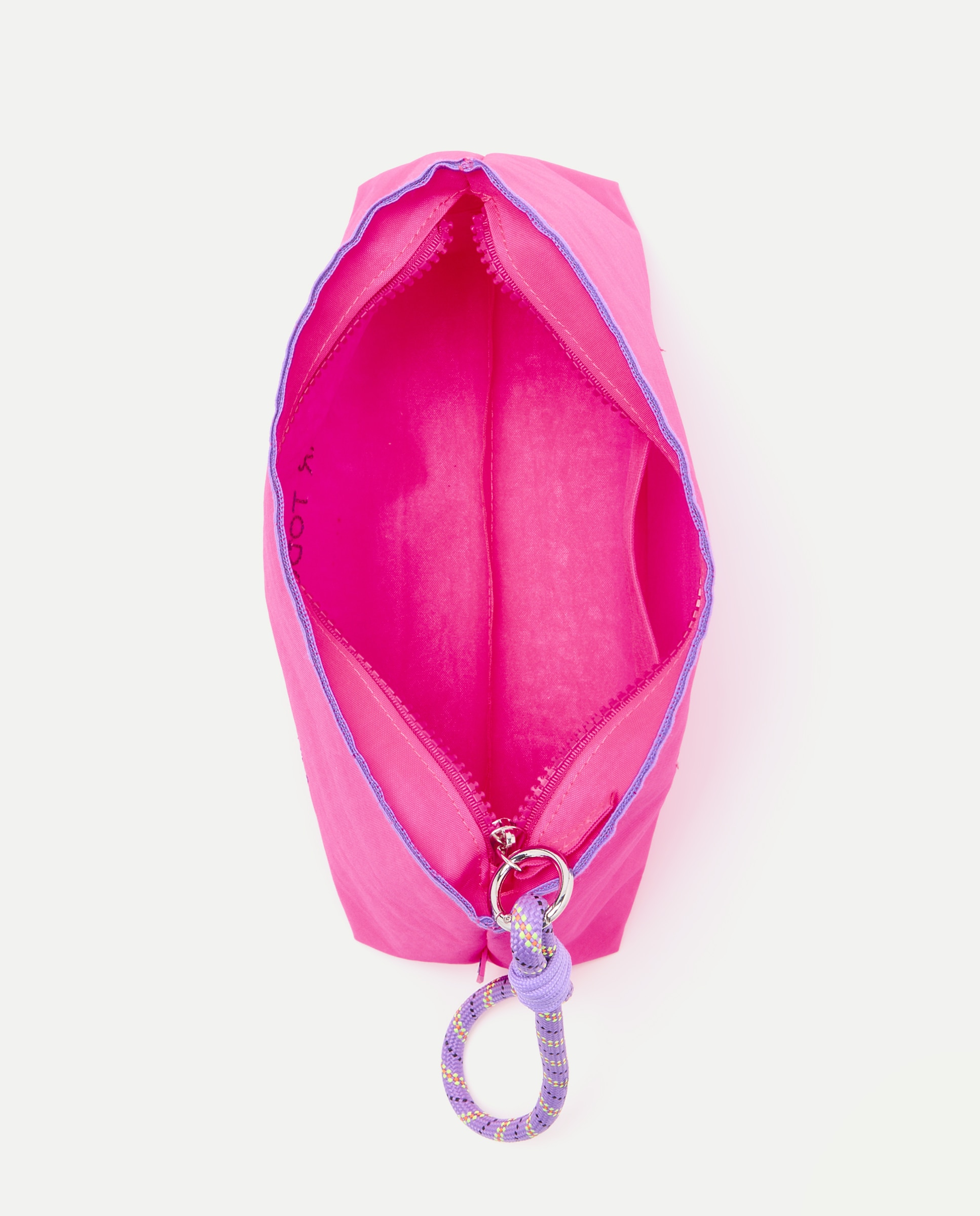 Nécessaire com Corda e Estampado de Texto 200 Rosa-3