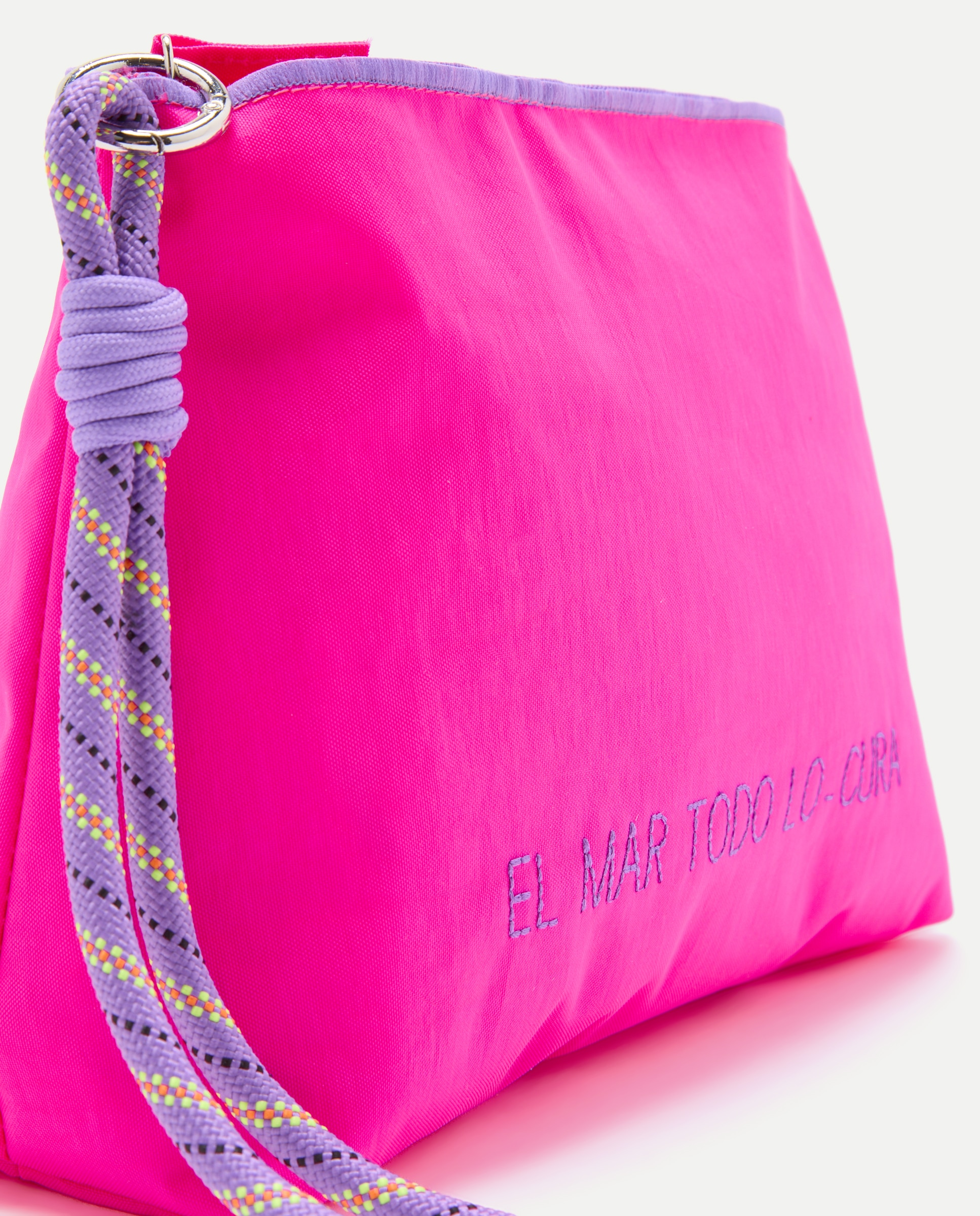 Nécessaire com Corda e Estampado de Texto 200 Rosa-4