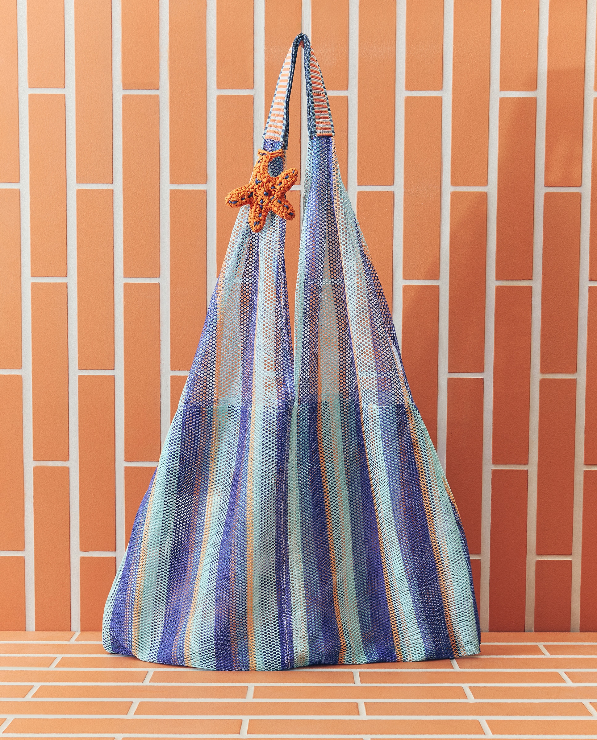 Mala com Estampado às Riscas 400 Azul-1