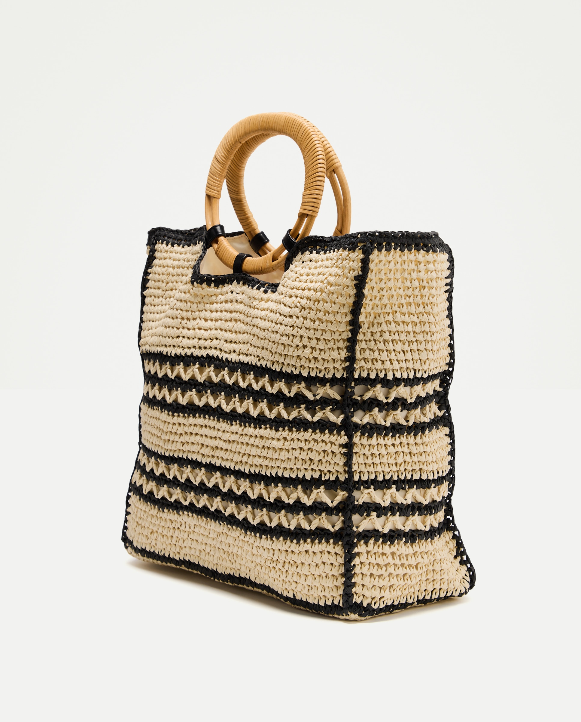 Saco de Praia Tipo Mala Shopper com Alça de Bambu 120 Cru-2