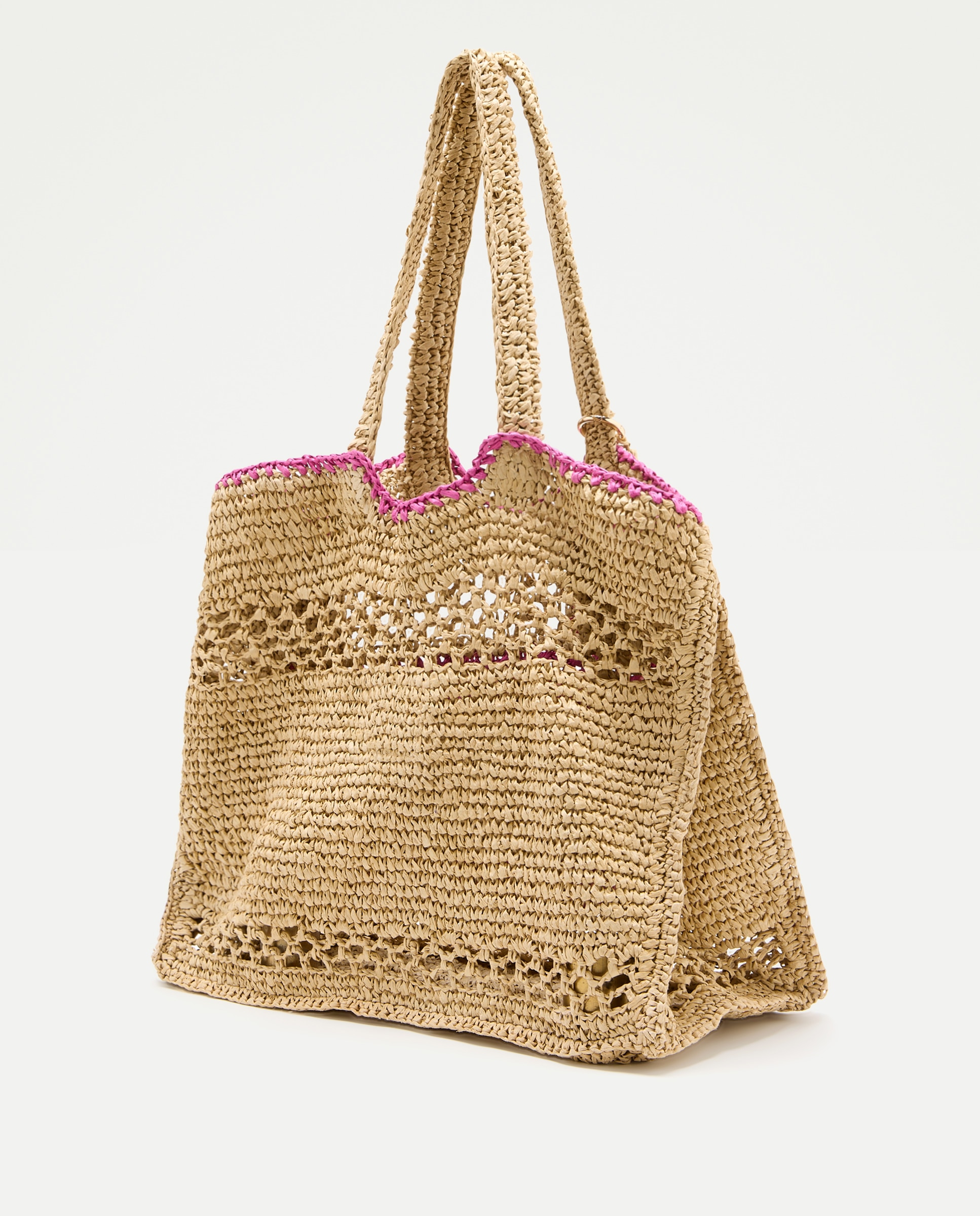 Saco de Praia com Bordados Geométricos 240 Fúcsia-2