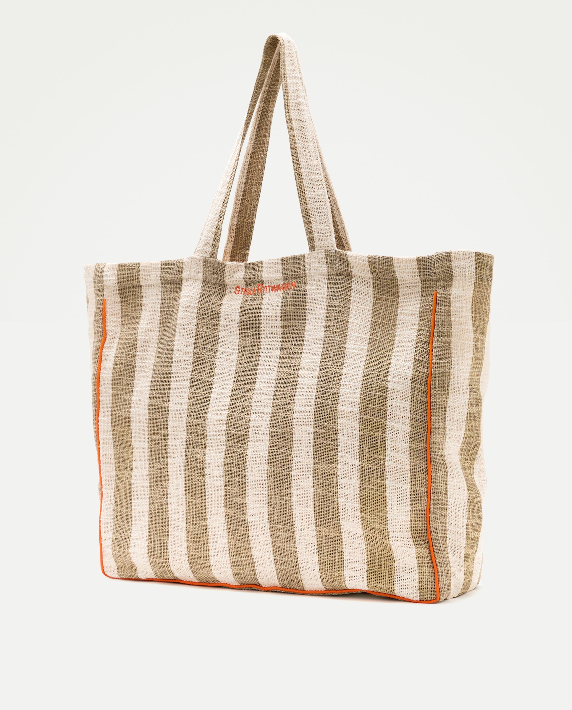 Saco de Praia com Estampado às Riscas Castanho-2