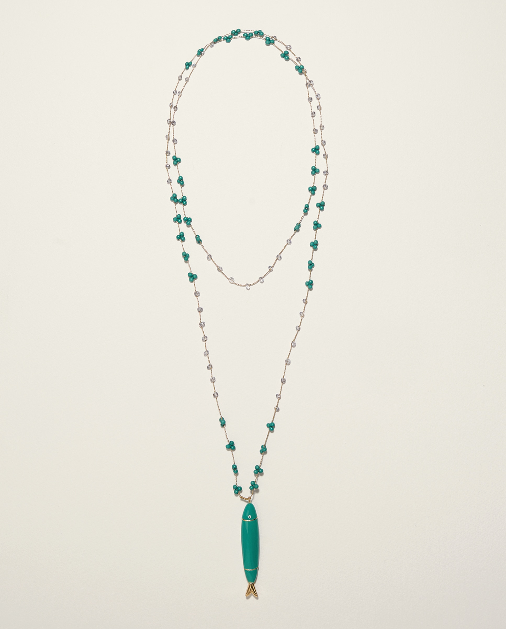 Colar com Cavalinho e Pedras 450 Turquesa-2