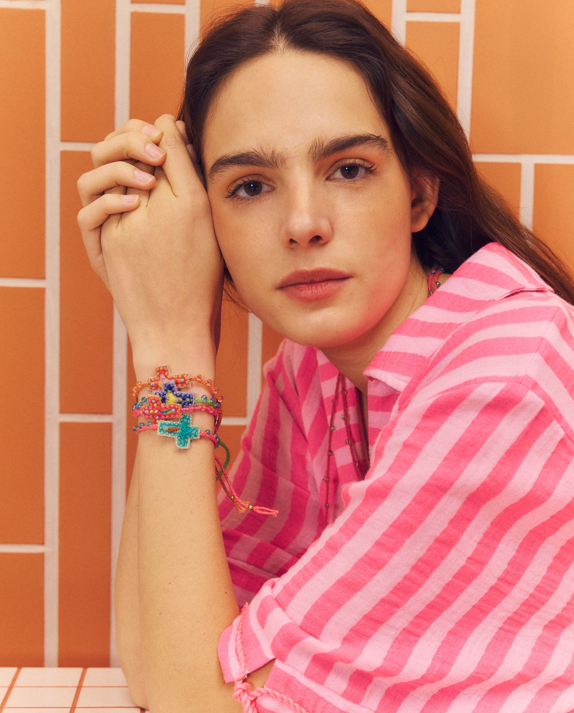 Pack de Duas Pulseiras com Cruz 660 Laranja-3