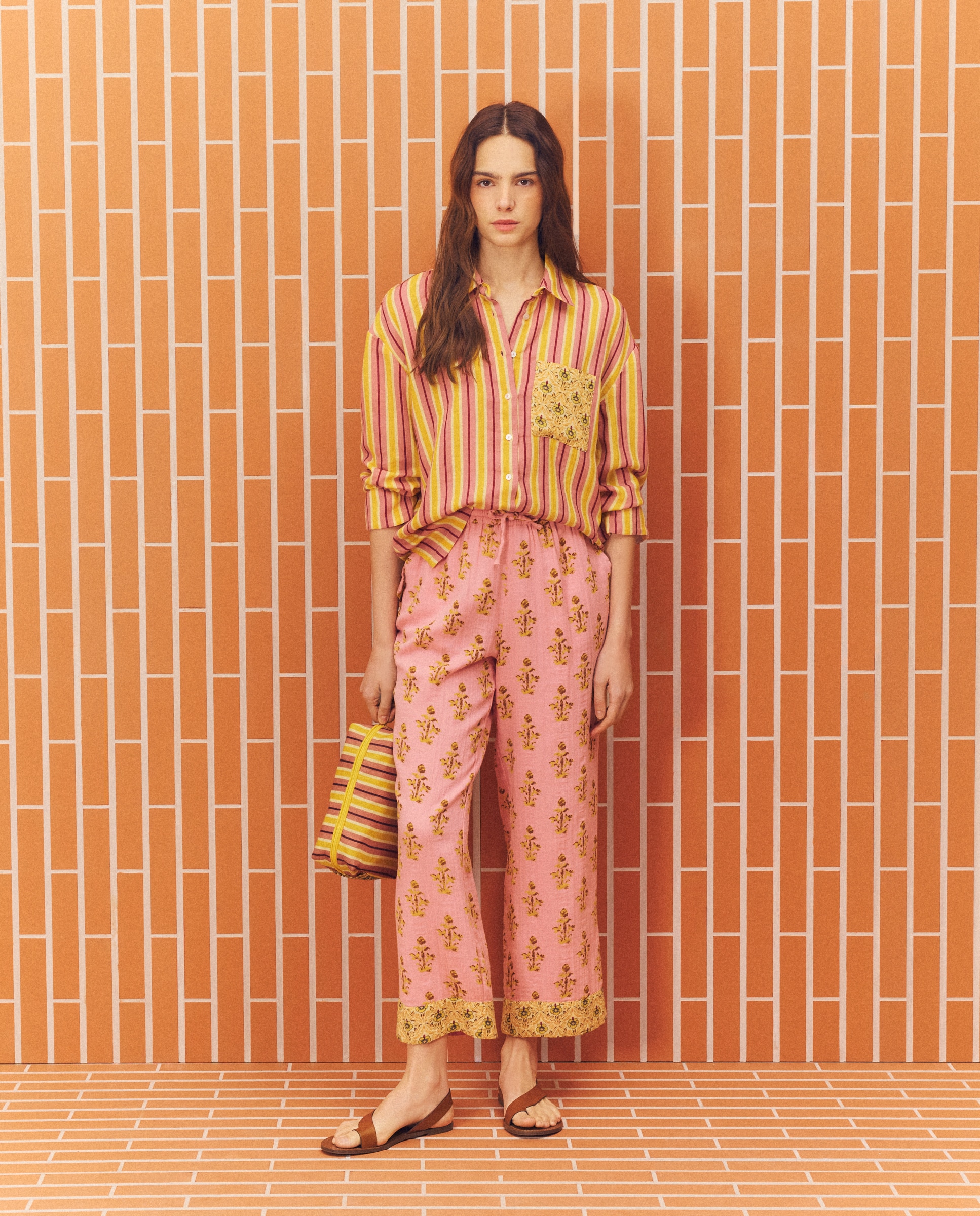 Pijama comprido de mulher 310 Amarelo Claro-2