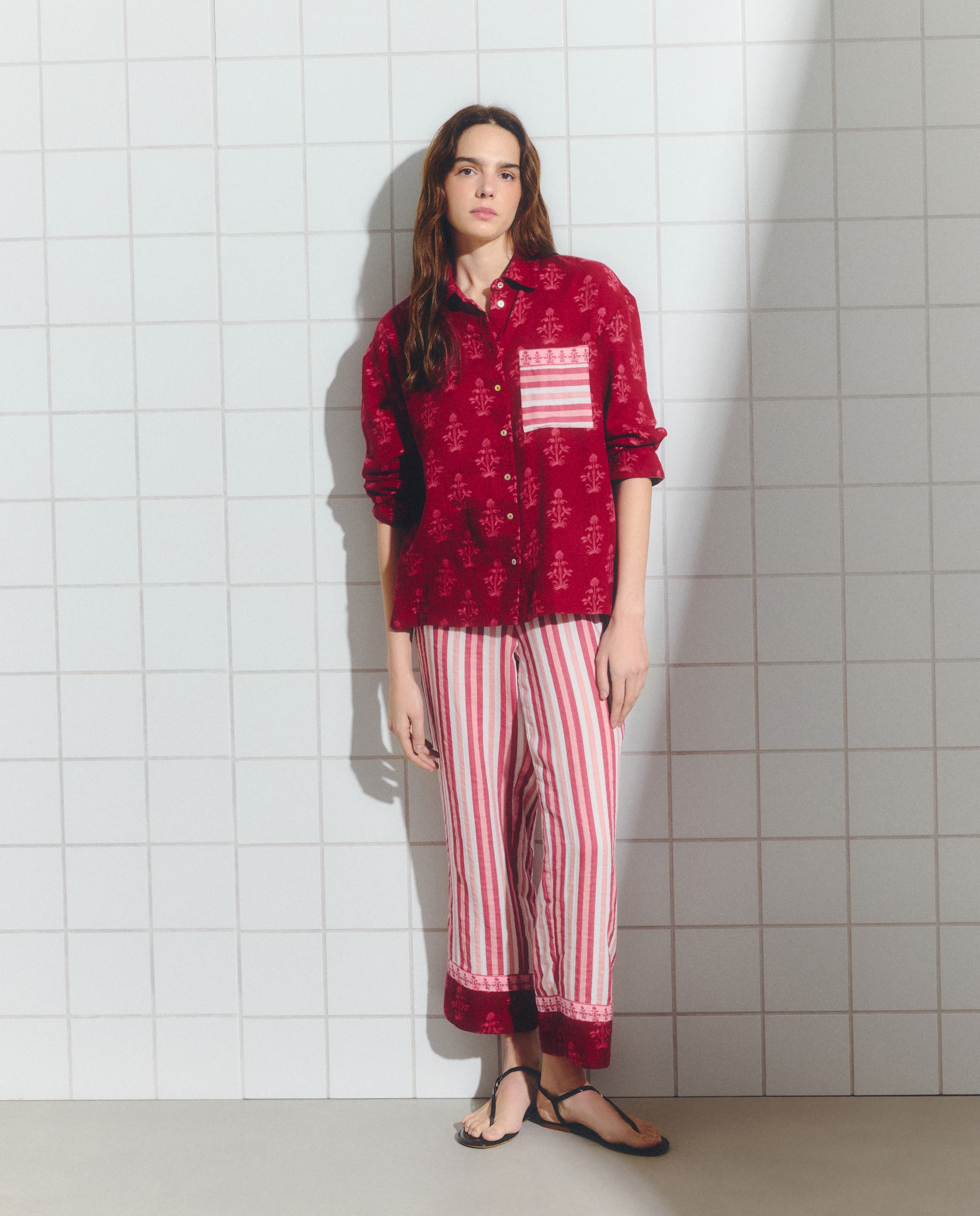 Pijama comprido de mulher 230 Rosa Escuro-2