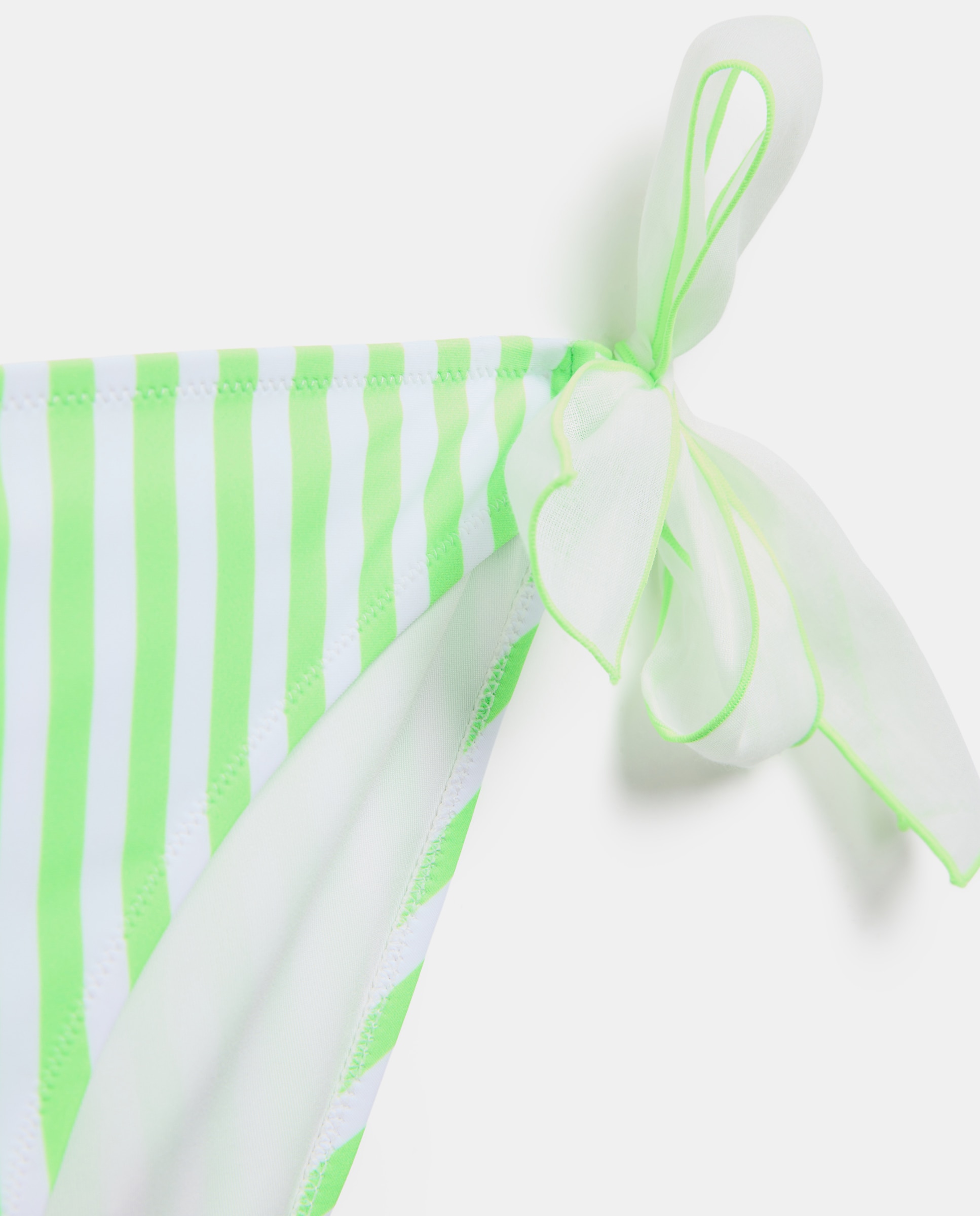 Cueca de Biquíni com Estampado às Riscas Verde-flúor-5