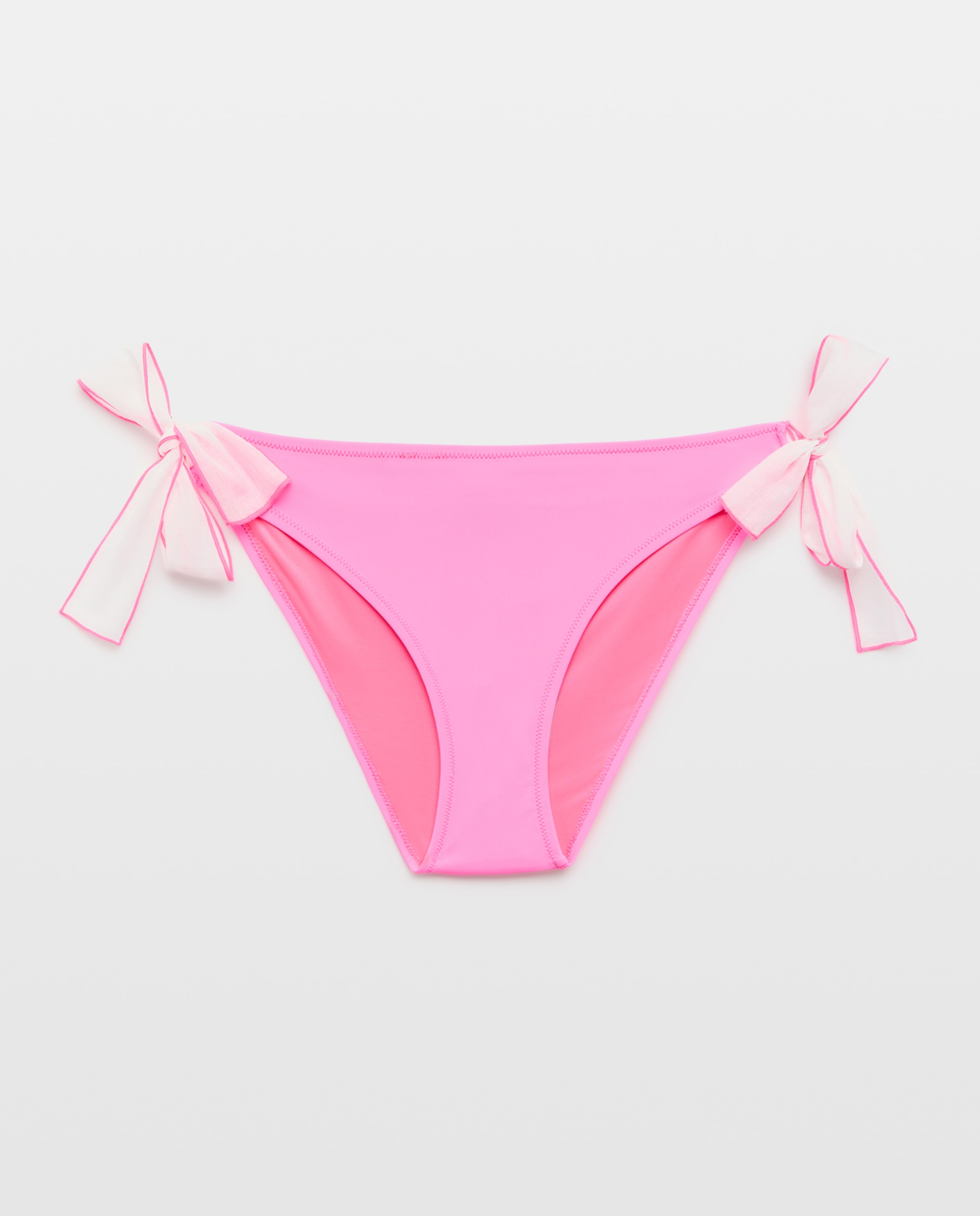 Cueca de Biquíni com Estampado às Riscas 240 Fúcsia-4