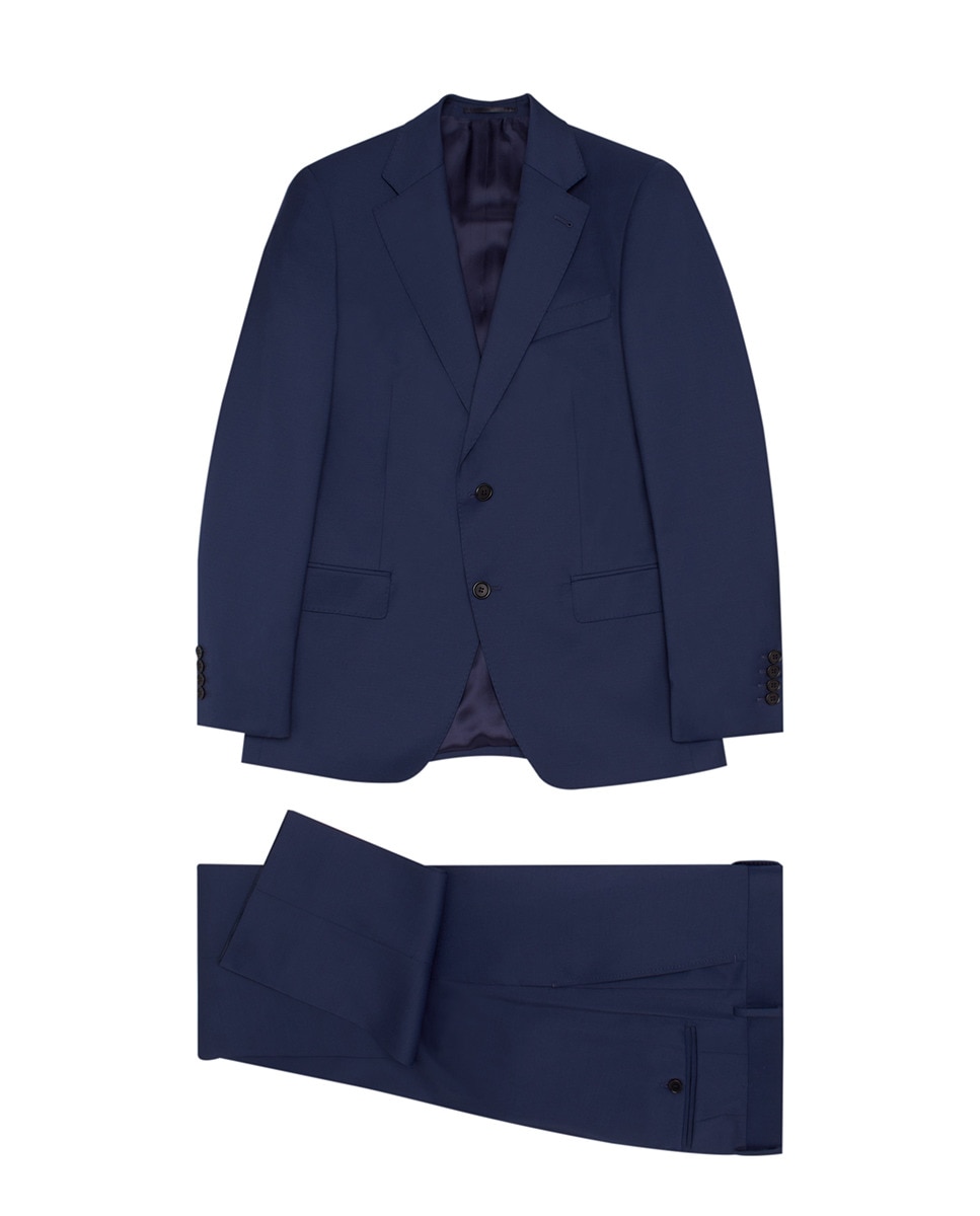 Fato Regular Travelsuit Liso de Lã Azul-3