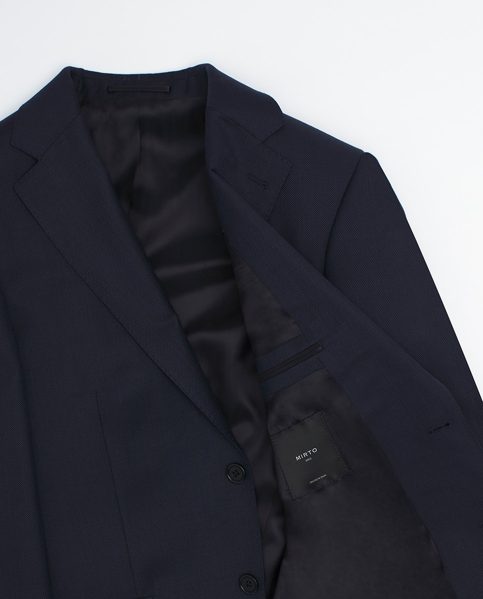 Fato Regular Fit com Olho-de-Perdiz Azul-marinho-3