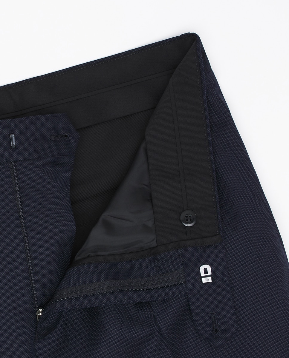 Fato Regular Fit com Olho-de-Perdiz Azul-marinho-4