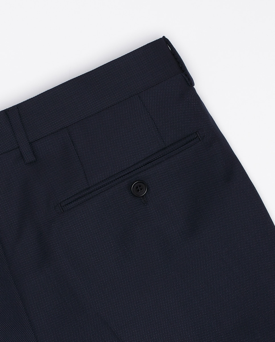 Fato Regular Fit com Olho-de-Perdiz Azul-marinho-5