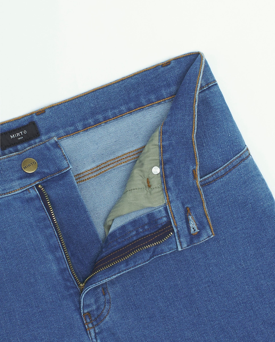 Jeans Straight de 5 Bolsos Escuras Azul-índigo-5