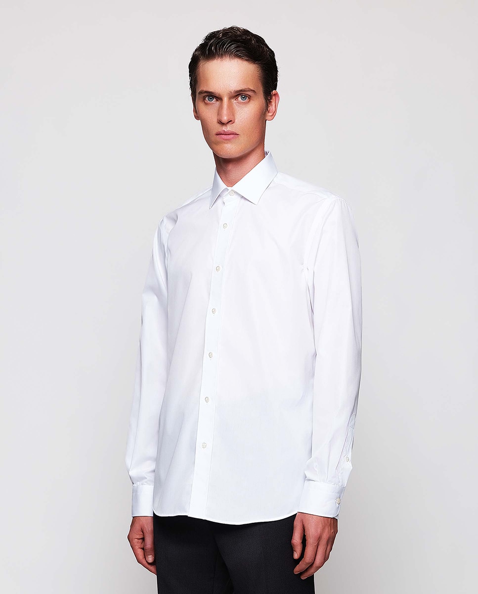 Camisa Lisa Semi-Cintada Travelshirt Branco-1