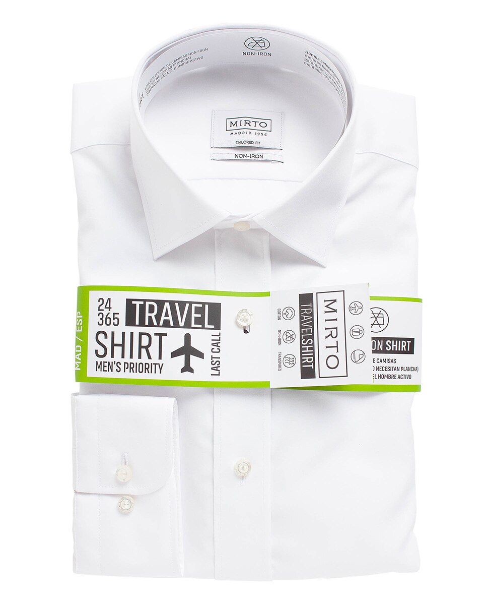 Camisa Lisa Semi-Cintada Travelshirt Branco-4