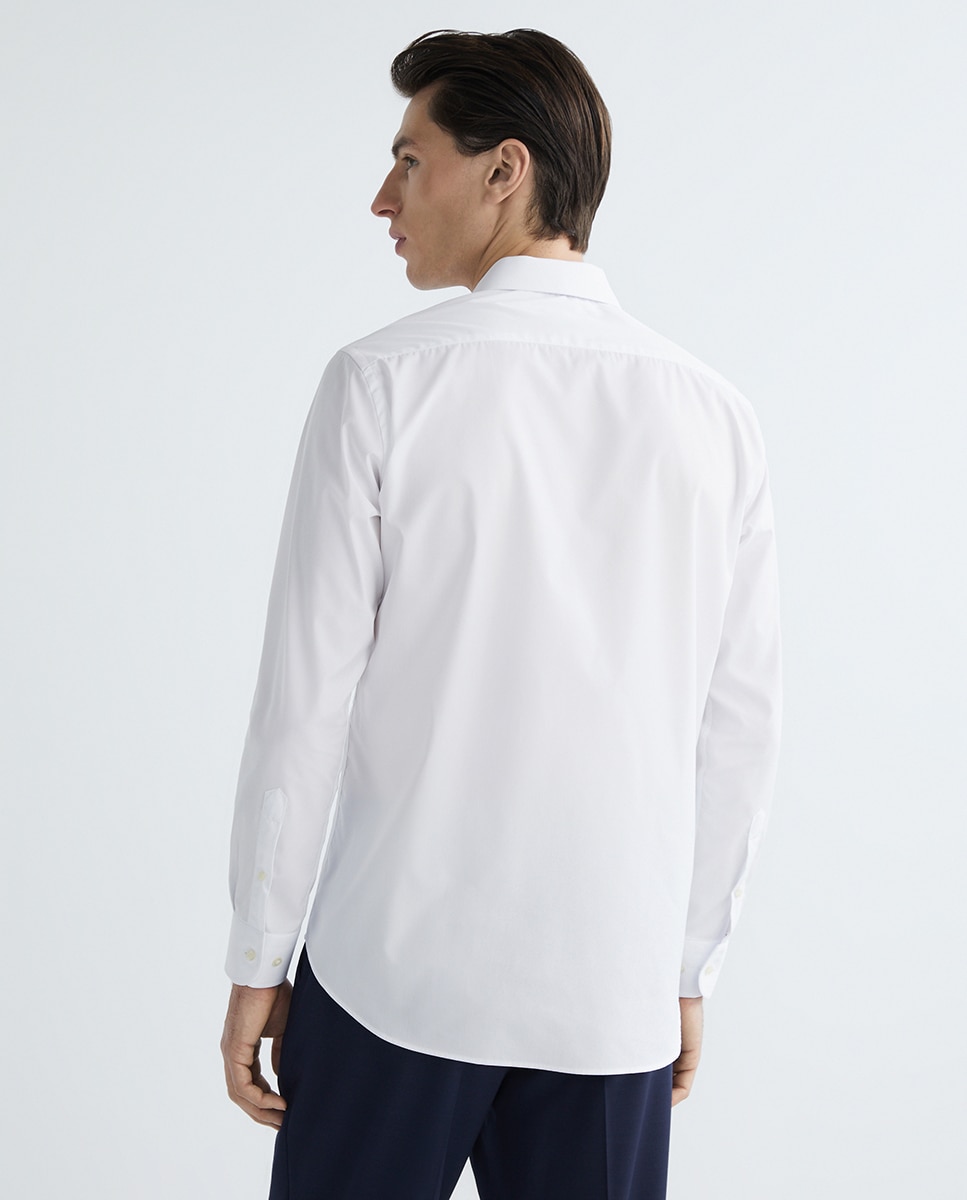 Camisa Tervilor Sir Fácil de Engomar com Punho Misto Branco-2