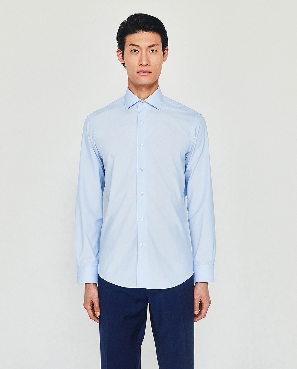 Camisa tervilor sir fil a fil facil plancha - Mirto - Azul claro Azul claro-1
