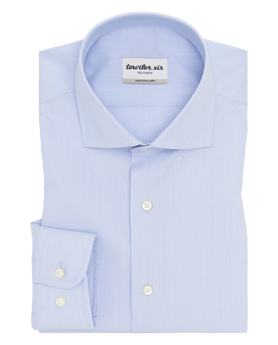 Camisa tervilor sir fil a fil facil plancha - Mirto - Azul claro Azul claro-3