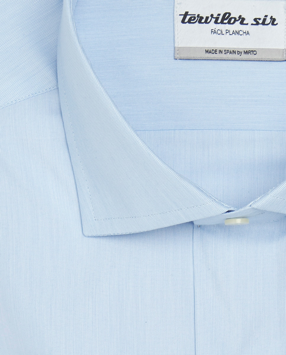 Camisa tervilor sir fil a fil facil plancha - Mirto - Azul claro Azul claro-4