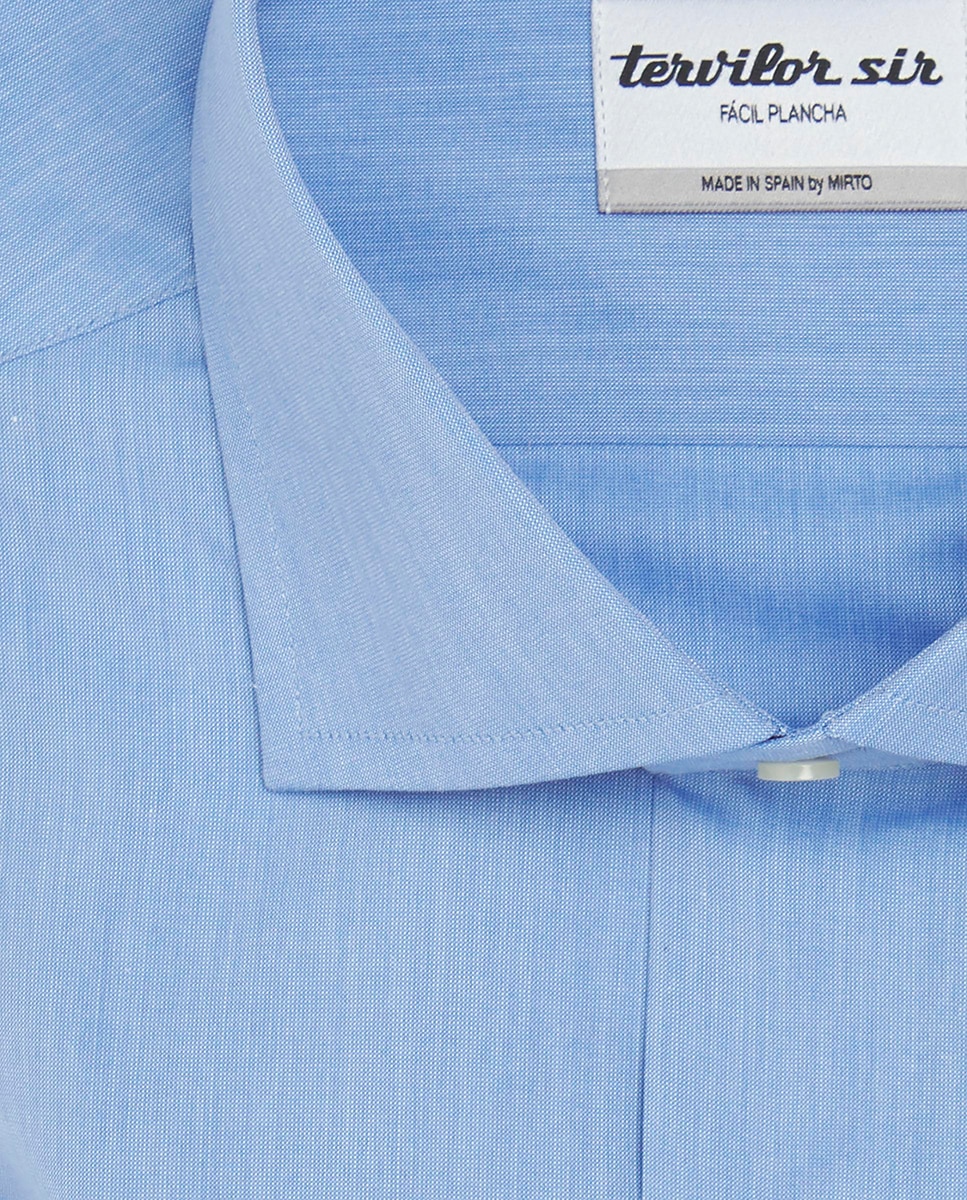 Camisa Tervilor Sir Fil a Fil Fácil de Engomar Azul-índigo-4