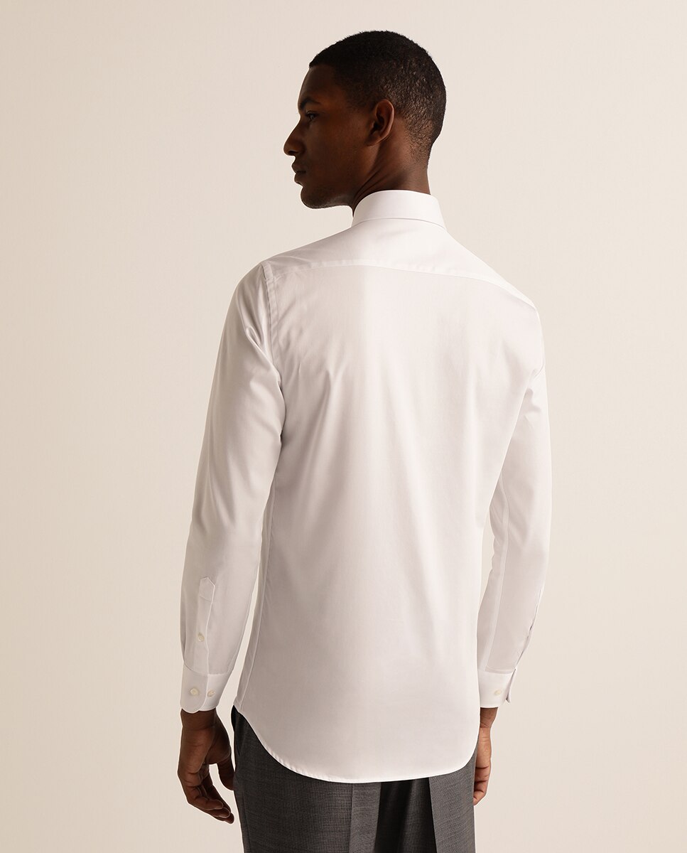 Camisa Formal Semi-Cintada com Punho Misto Branco-2