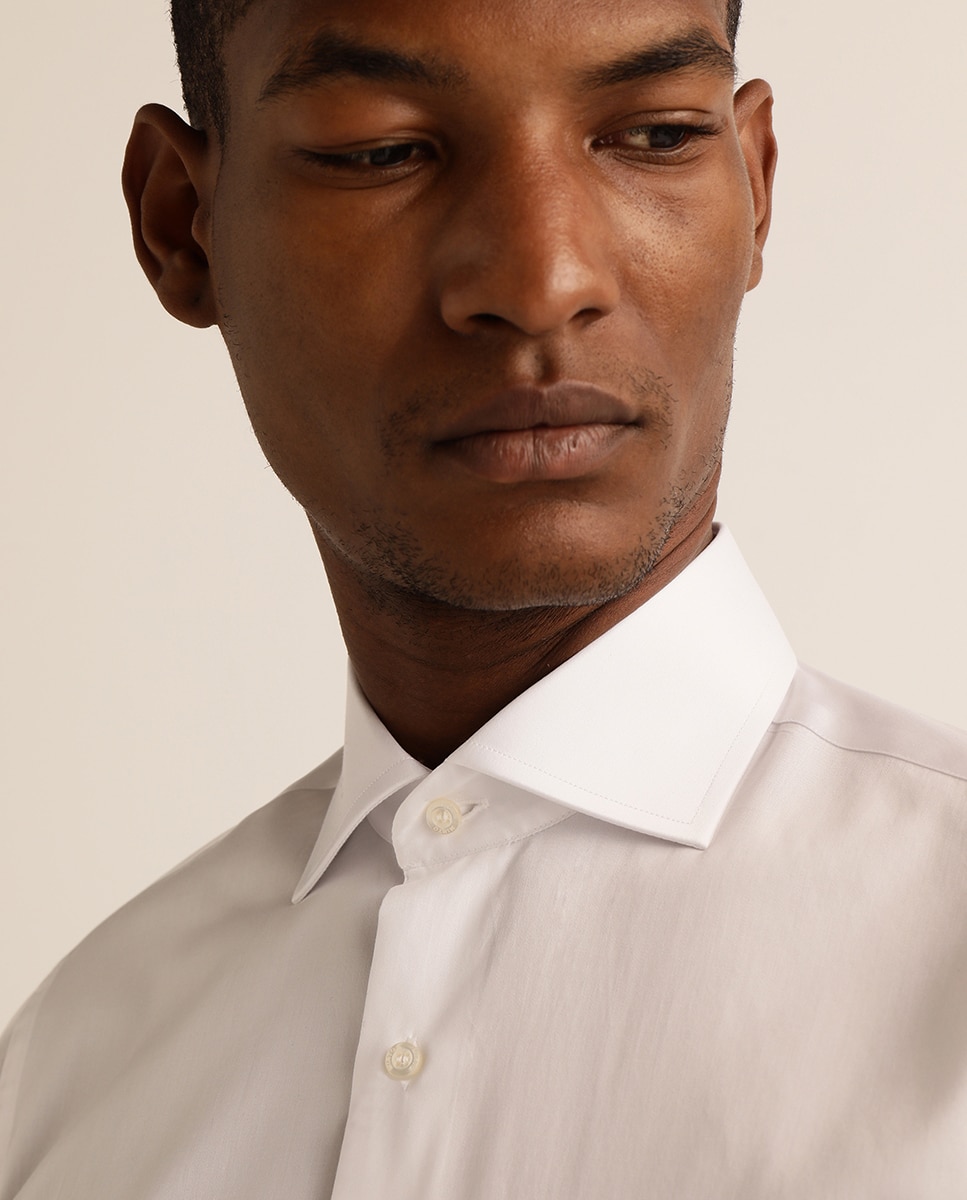 Camisa Formal Semi-Cintada com Punho Misto Branco-3