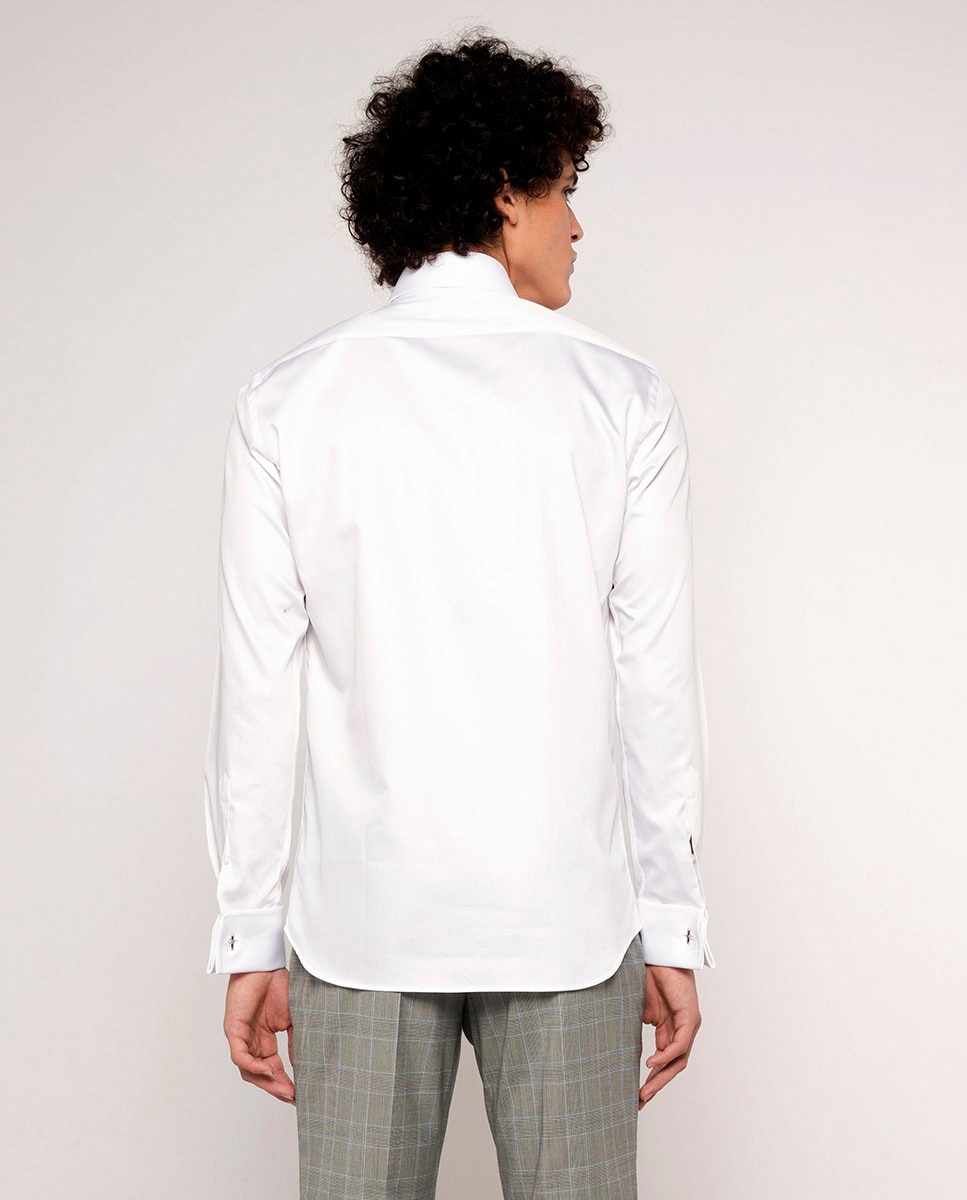 Camisa Semi-Cintada com Punho Duplo Branco-2