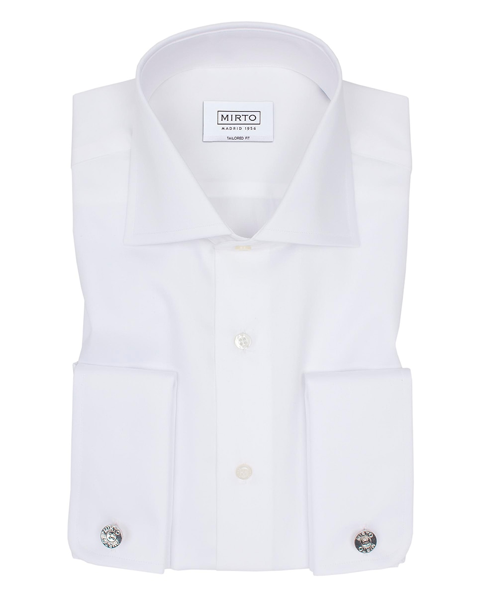 Camisa Semi-Cintada com Punho Duplo Branco-3