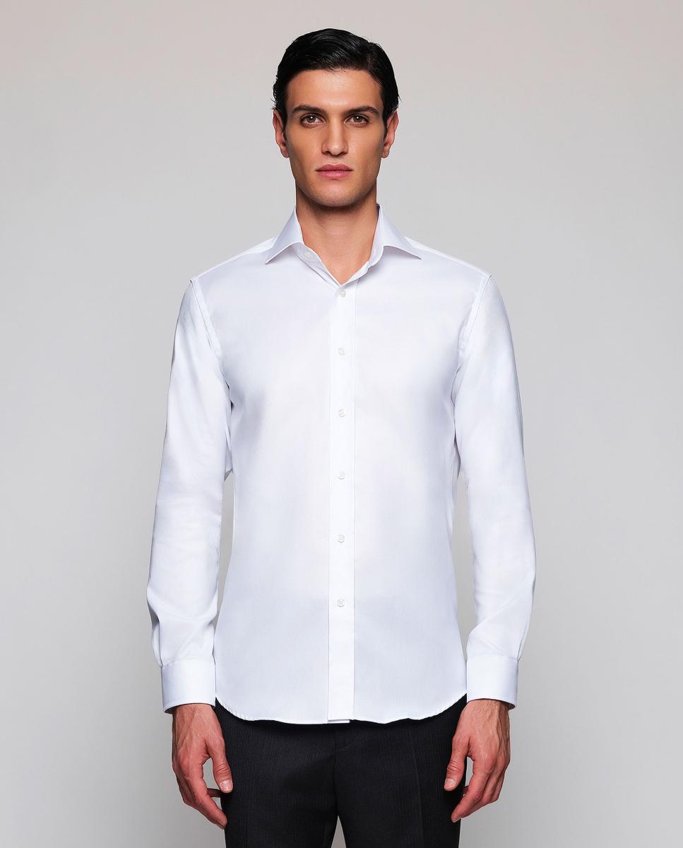 Camisa vestir de hombre puño mixto de algodón - Mirto - Blanco Blanco-1