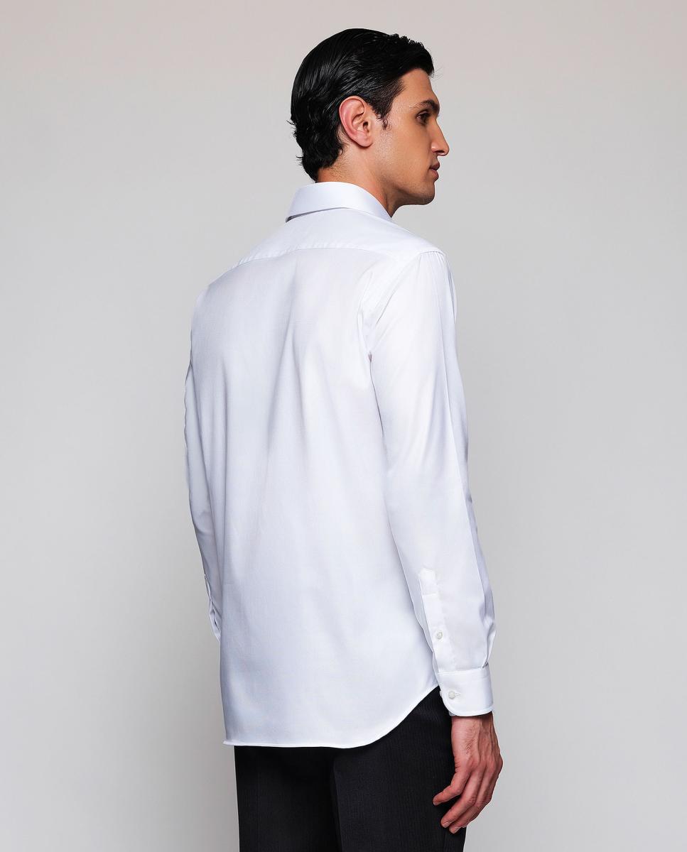 Camisa vestir de hombre puño mixto de algodón - Mirto - Blanco Blanco-2