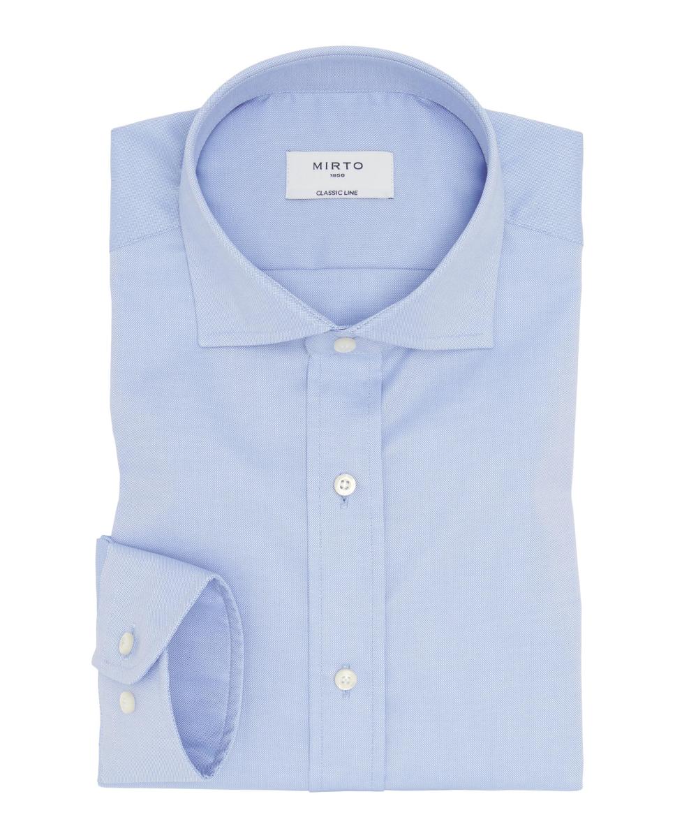 Camisa Clássica com Punho Misto de Algodão Azul-claro-3