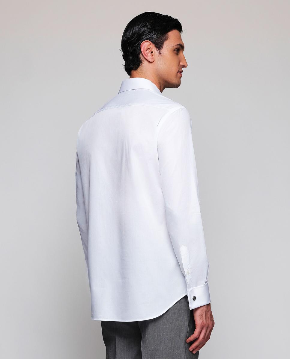 Camisa Clássica com Punho Duplo de Algodão Branco-2