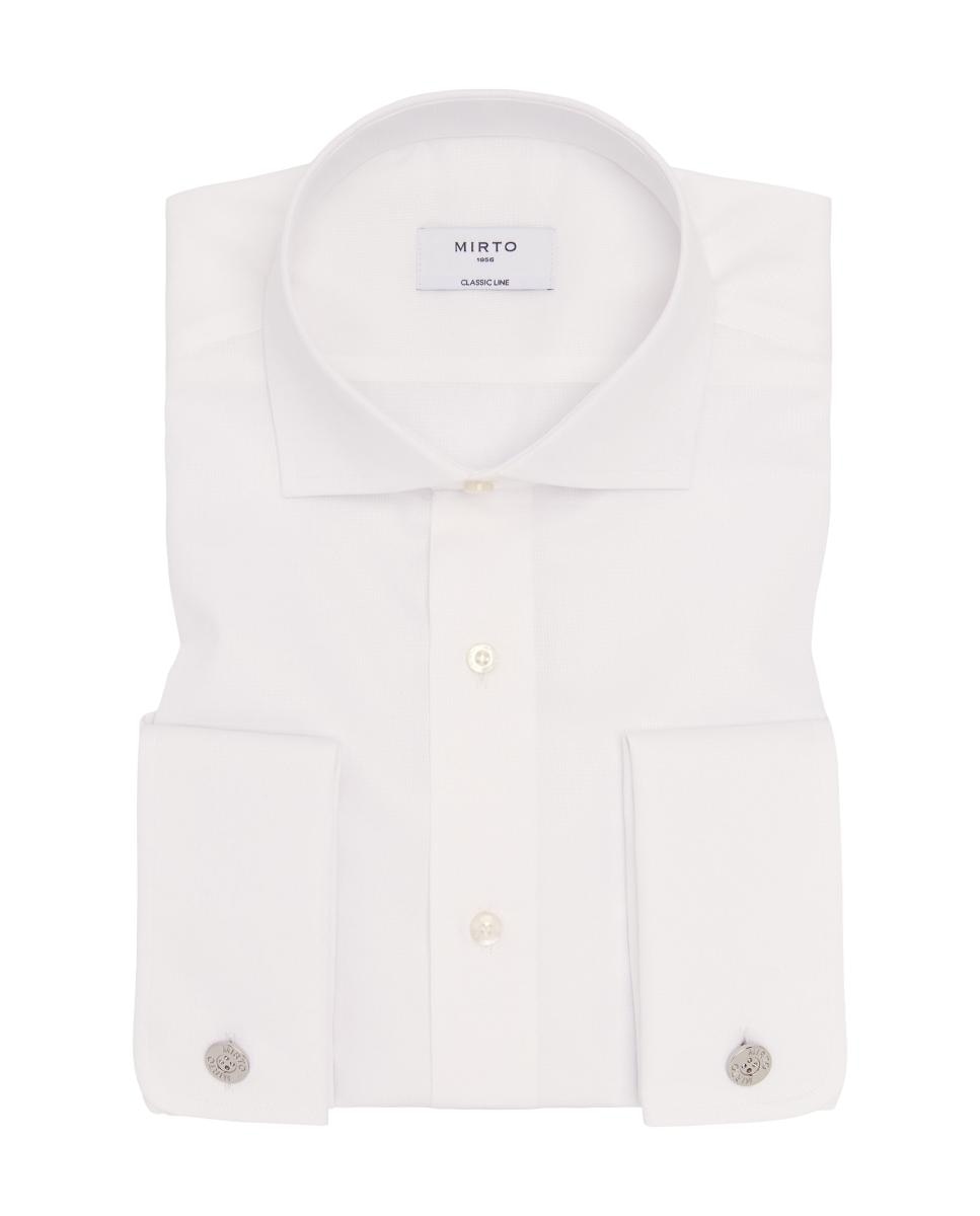 Camisa Clássica com Punho Duplo de Algodão Branco-3