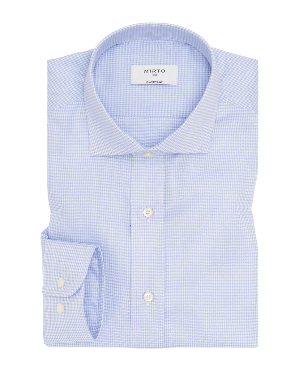 Camisa Clássica com Punho Misto de Algodão Azul-claro-4