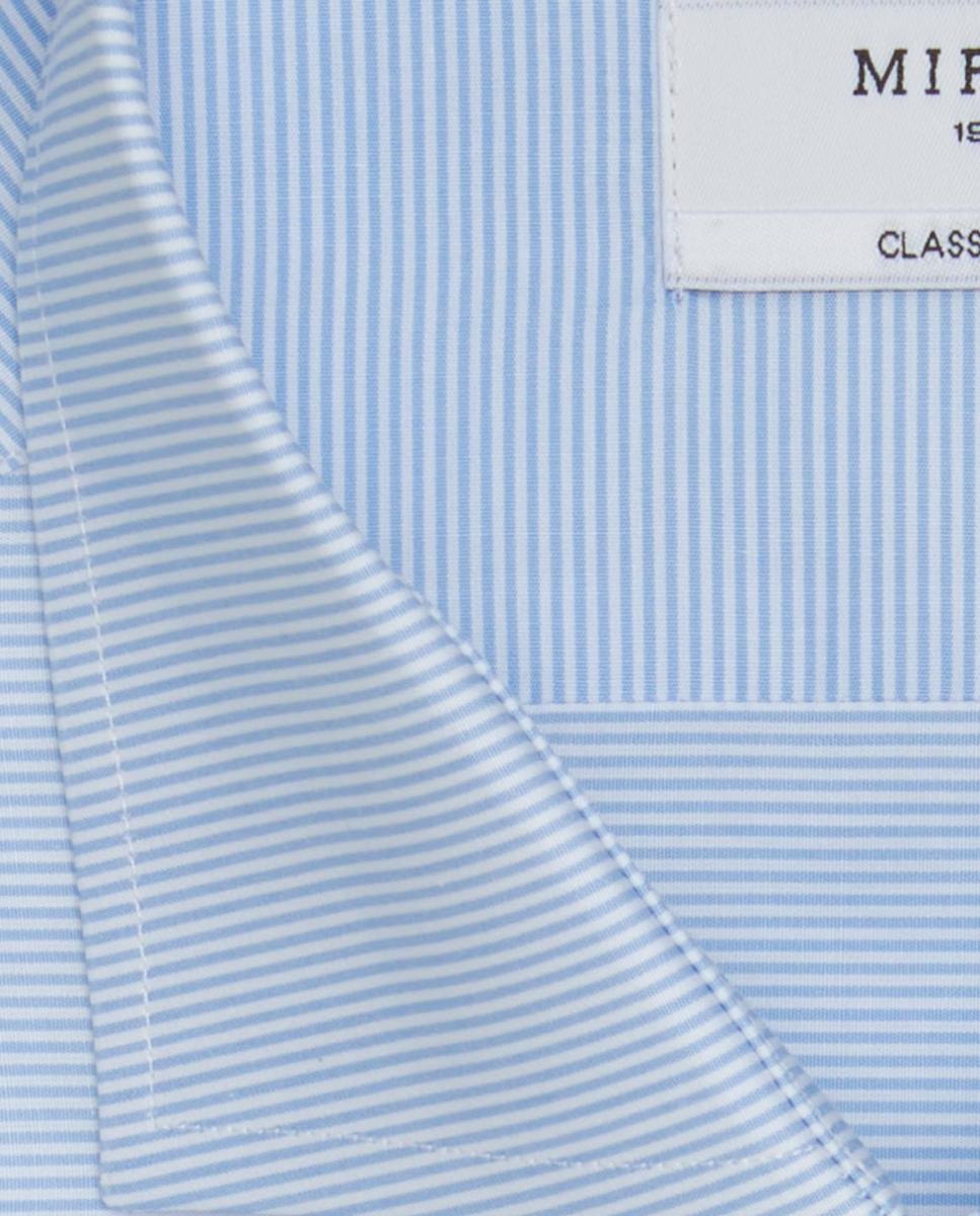 Camisa Clássica com Risca Horizontal e Manga Comprida Azul-claro-4