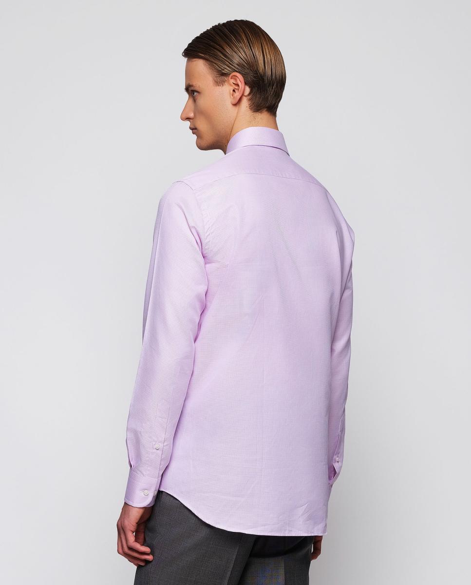 Camisa Clássica Lisa com Comprido Extra de Mangas Rosa-2