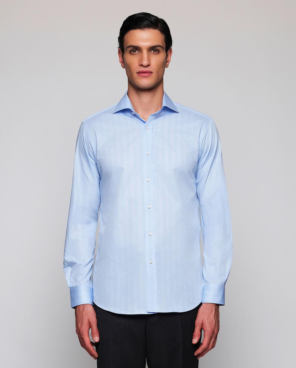 Imagem 0 de Camisa Clássica aos Quadrados com Punho Misto de Algodão