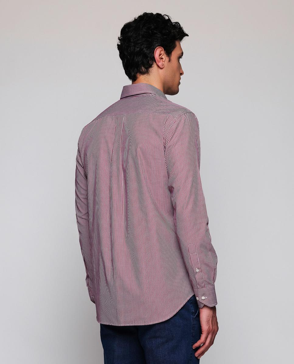 Camisa vestir de hombre cuadros cuello con botones - Mirto - Burdeos Burdeos-2