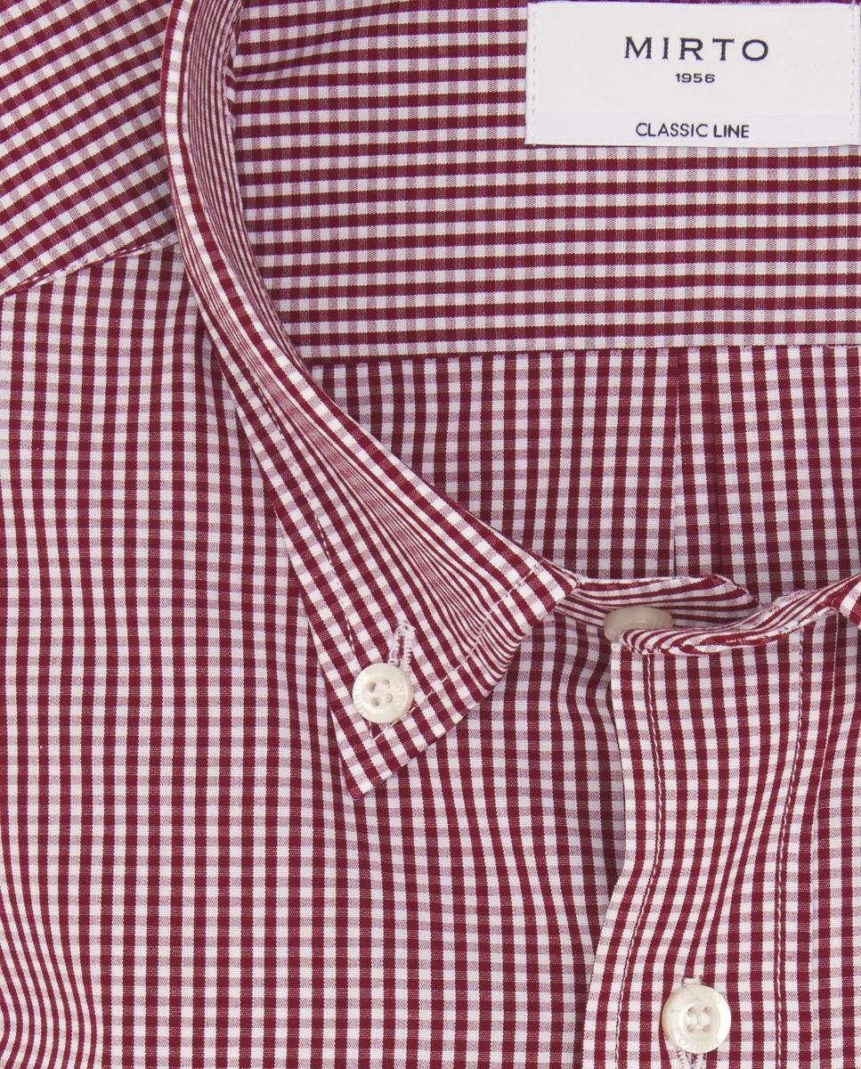 Camisa vestir de hombre cuadros cuello con botones - Mirto - Burdeos Burdeos-4