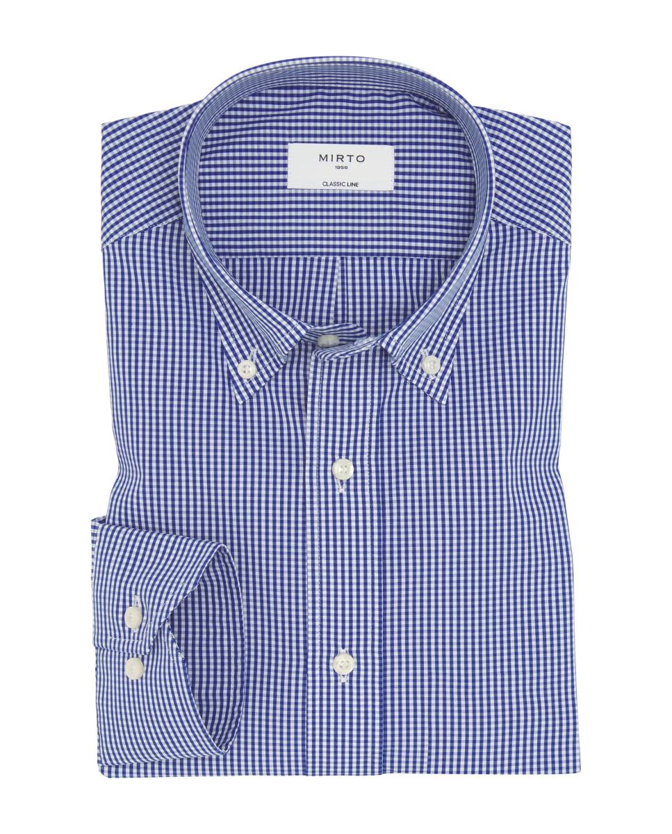 Camisa vestir de hombre cuadros cuello con botones - Mirto - Azul Azul-3