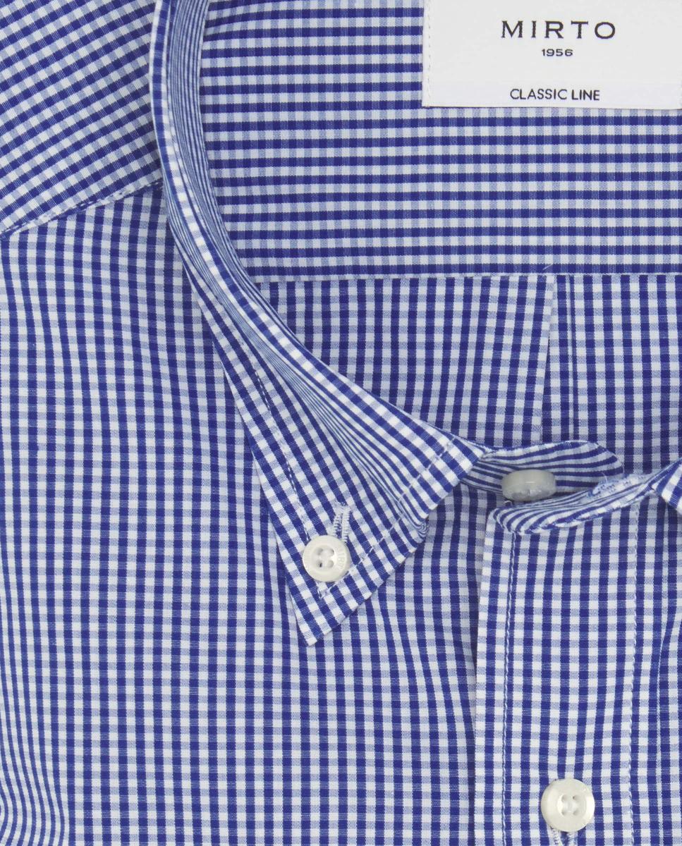 Camisa vestir de hombre cuadros cuello con botones - Mirto - Azul Azul-4